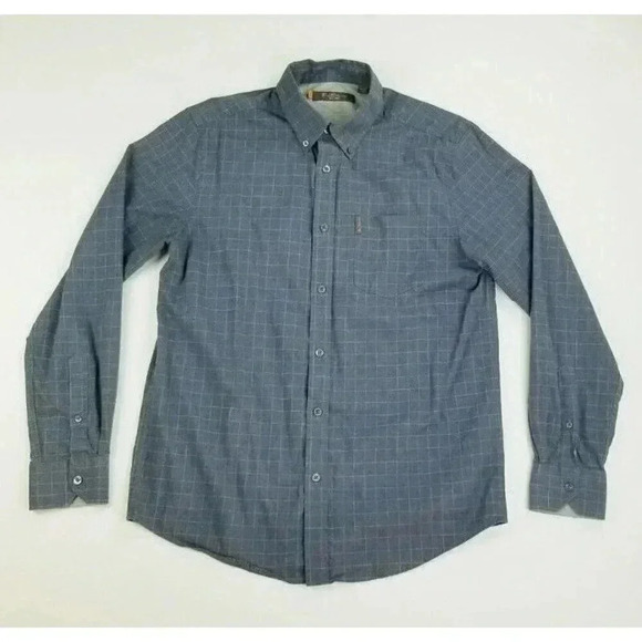 Ben Sherman Medium Men's Charcoal Gray White Trim Check Pocket Logo Button Down - Picture 1 of 10